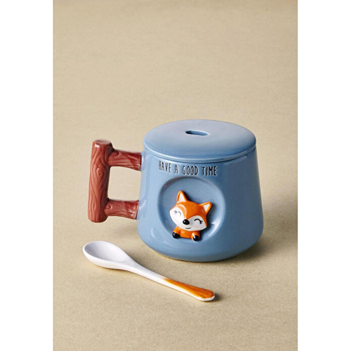 The Mia Tilki Kapaklı Ve Kaşıklı Kupa 370 Ml