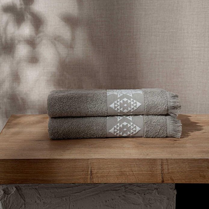 Green Black Hereke 2'li Yüz Havlusu Seti Bej