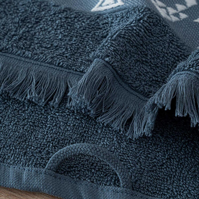 Green Black Hereke 2'li Yüz Havlusu Seti Koyu Mavi