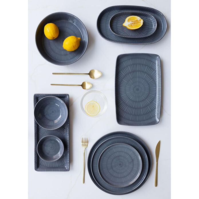 The Mia Noon Oval Servis 2li Gri 29 Cm