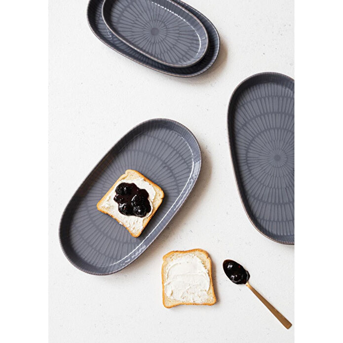 The Mia Noon Oval Servis 2li Gri 29 Cm