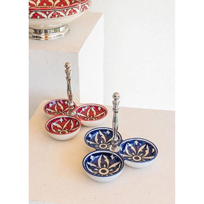 The Mia Corallo Çerezlik Kırmızı 3 Bölmeli 19x19x19 Cm