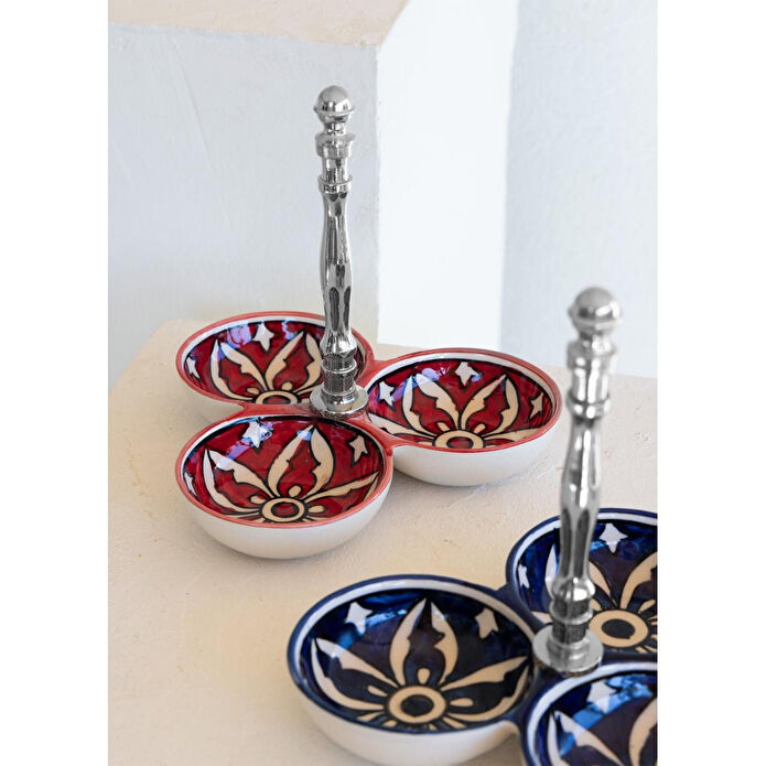 The Mia Corallo Çerezlik Kırmızı 3 Bölmeli 19x19x19 Cm