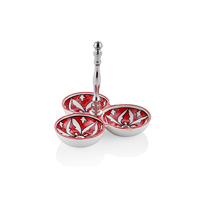 The Mia Corallo Çerezlik Kırmızı 3 Bölmeli 19x19x19 Cm