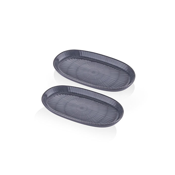 The Mia Noon Oval Servis 2li Gri 26 Cm