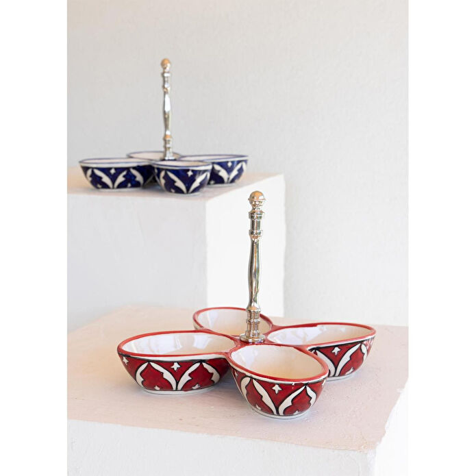 The Mia Corallo Çerezlik Kırmızı 4 Bölmeli 28x28x21 Cm