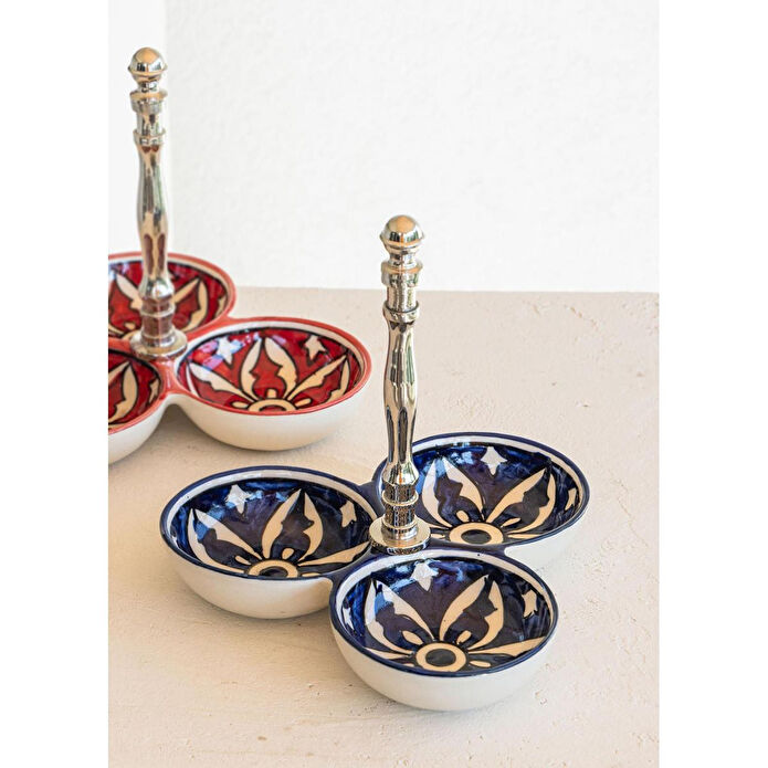 The Mia Corallo Çerezlik Mavi 3 Bölmeli 19x19x19 Cm