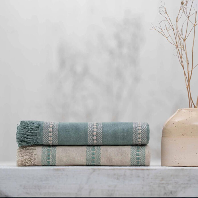 Green Black Neva 2'li Mutfak Havlusu Bej-yeşil