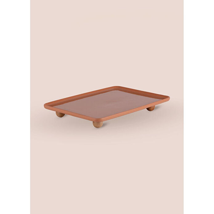 The Mia Limoges Ahşap Ayaklı Servis Tabağı Terracota 33x23x5 Cm