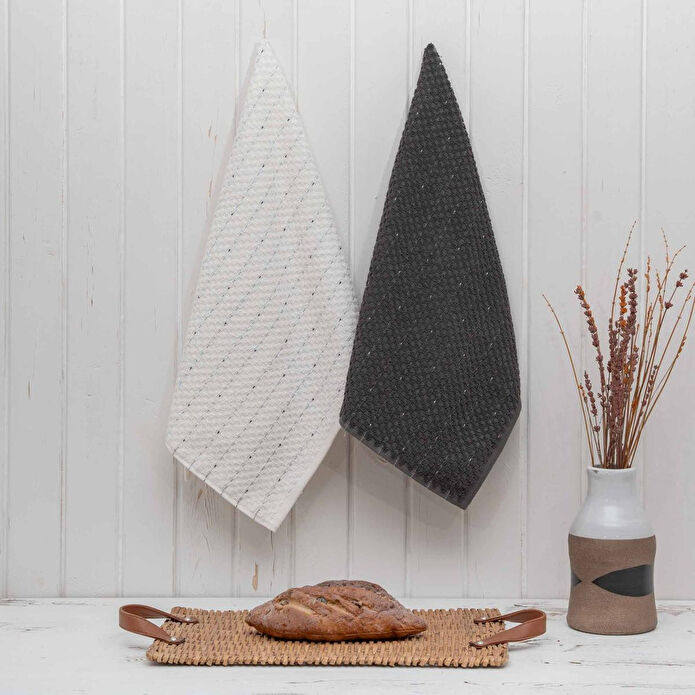 Green Black Parla 2'li Mutfak Havlusu Krem-antrasit