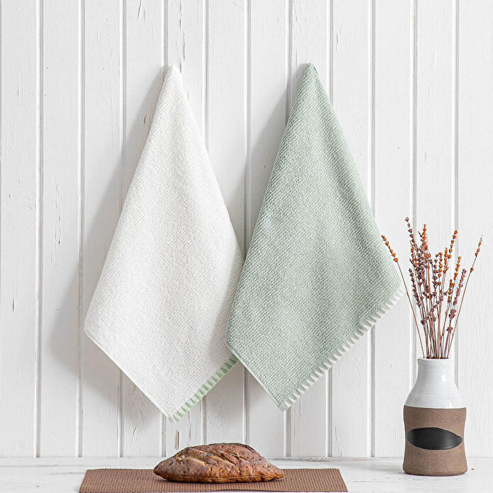 Green Black Vera 2'li Mutfak Havlusu Krem-mint