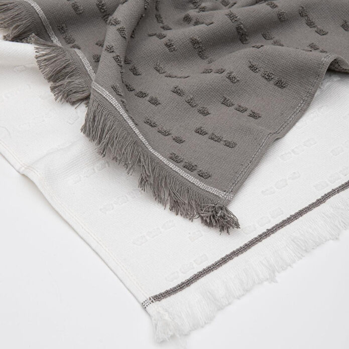 Green Black Pera 2'li Mutfak Havlusu Krem-antrasit