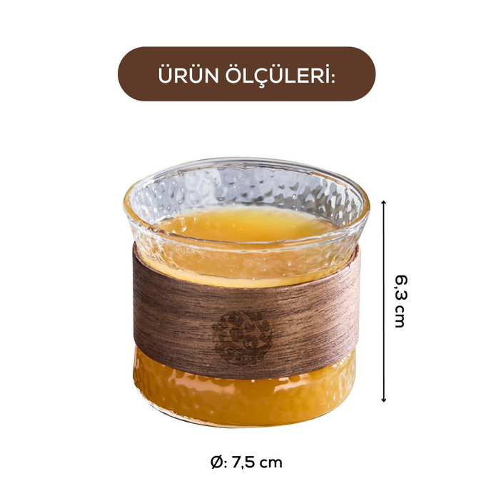 Vienev 4'lü Set Ahşap Gövdeli Cam Bardak 180 Ml