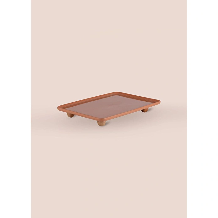 The Mia Limoges Ahşap Ayaklı Servis Tabağı Terracota 28x20x5 Cm