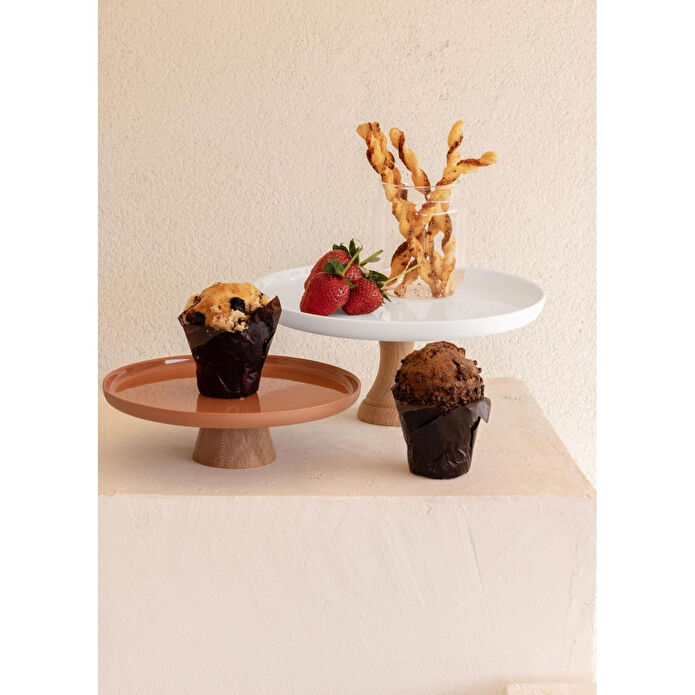 The Mia Limoges Ahşap Ayaklı Tabak Terracota 21x7 Cm