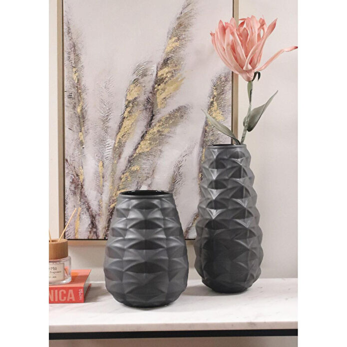 The Mia Licia Seramik Vazo Siyah 17x17x37 Cm