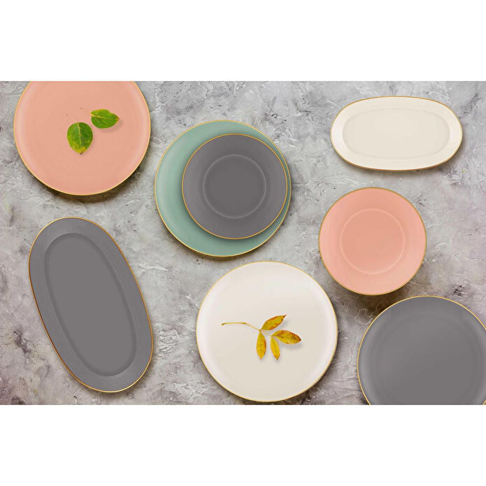 The Mia Basic Oval Servis Somon Pembe 2li Set 29cm