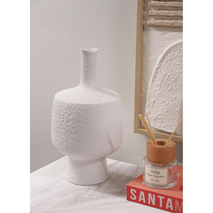 The Mia Licia Seramik Vazo Beyaz 18x18x37 Cm