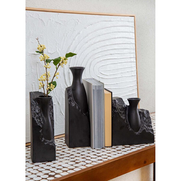 The Mia Licia Seramik Vazo Siyah 10x10x35 Cm
