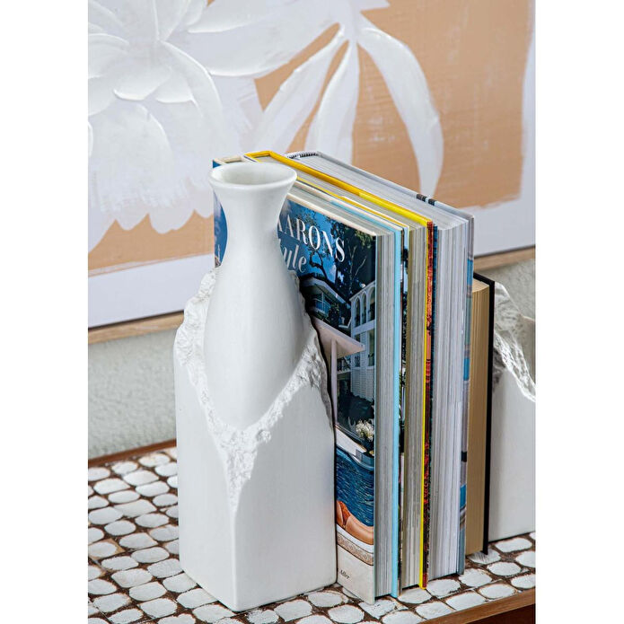 The Mia Licia Seramik Vazo Beyaz 10x10x35 Cm