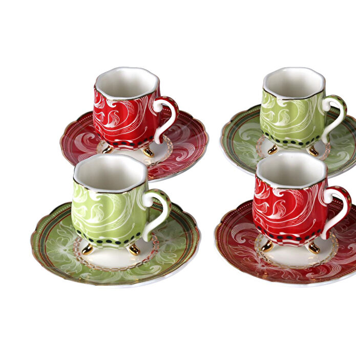 Lucky Art Lancelot New Bone China Porselen 6lı Ayaklı Kahve Fincanı Seti