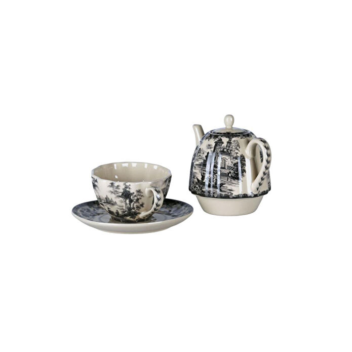 Lucky Art Florantine Stoneware Demlik Ve Fincan Set