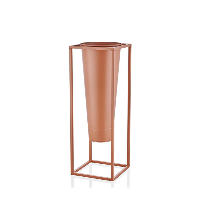 The Mia Suelo Vazo Saksı Terracota Bakır 29x29x80 Cm