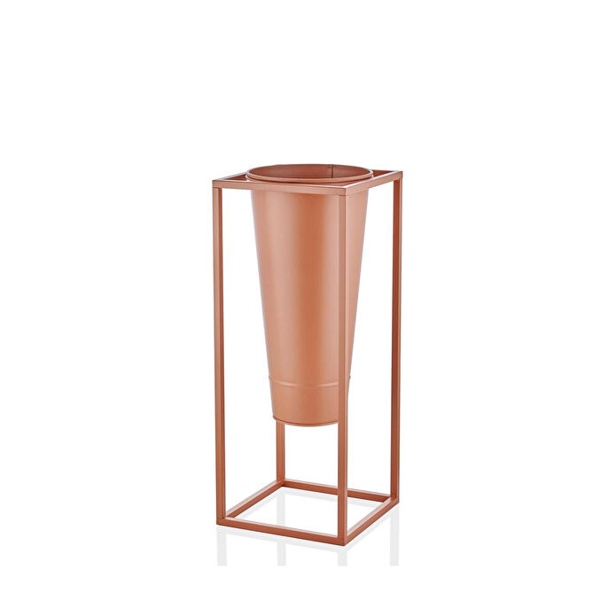 The Mia Suelo Vazo Saksı Terracota Bakır 29x29x70 Cm