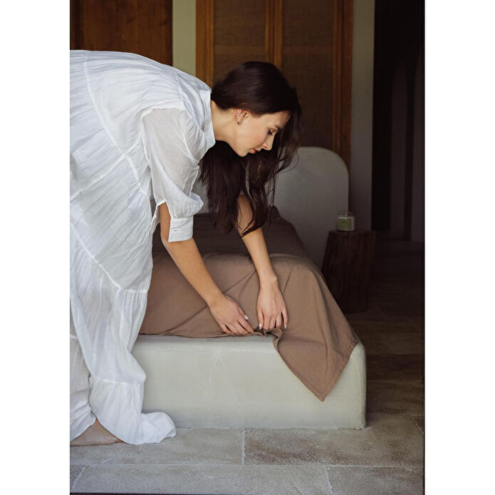 The Mia Cotta Wood Smooke Çift Kişilik Çarşaf 260x240 Cm