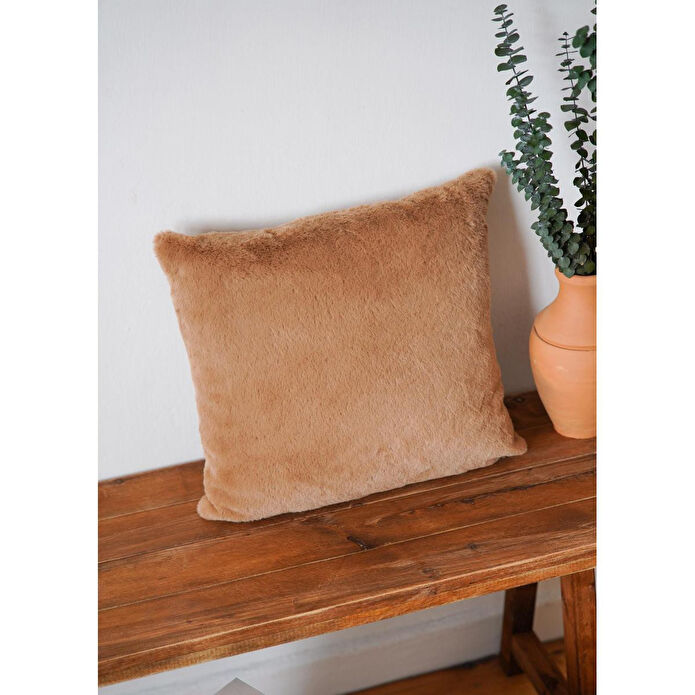 The Mia Peluş Kırlent Kahve 45x45 Cm