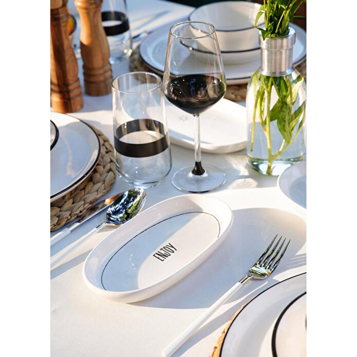 The Mia Daily Tunes Oval Servis 4lü Set 17cm