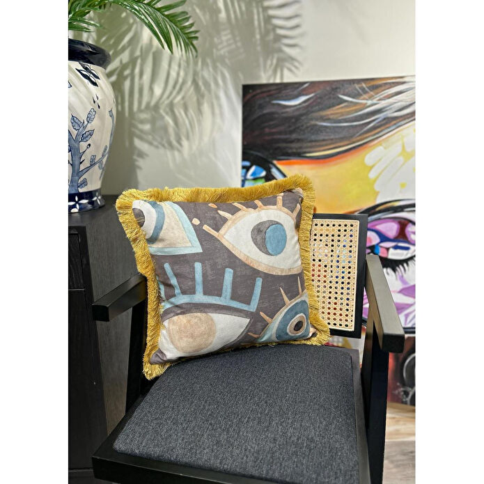 The Mia Amulet Kırlent Kahverengi Gold 45 X 45 Cm