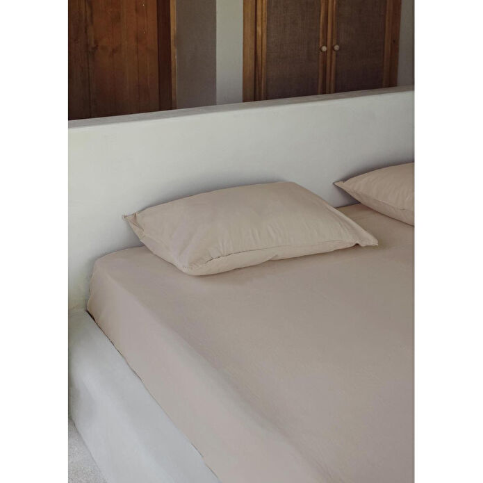 The Mia Cotta Beige Tek Kişilik Lastikli Çarşaf 200x100 Cm