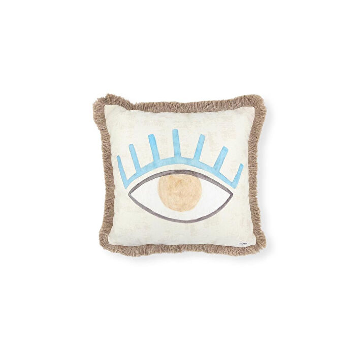 The Mia Amulet Kırlent Bej Mavi 45 X 45 Cm