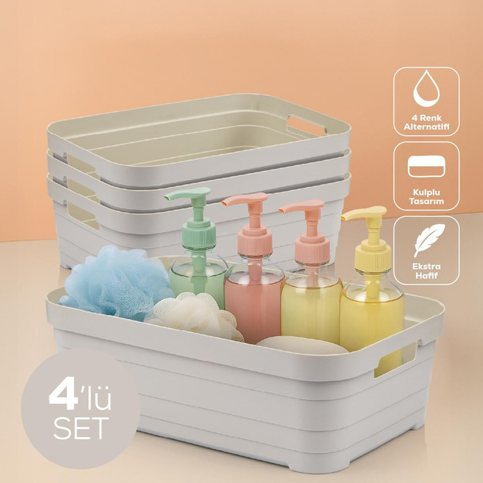 Vienev 4'lü 8,2 Litre Saklama Kutusu Bej