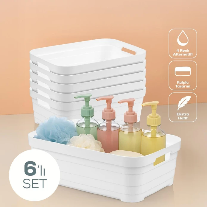 Vienev 6'lı 8,2 Litre Saklama Kutusu Beyaz