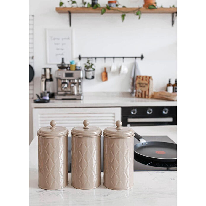 The Mia Prizma Çay Şeker Kahve Kavanozu Karamel 1,20 Lt