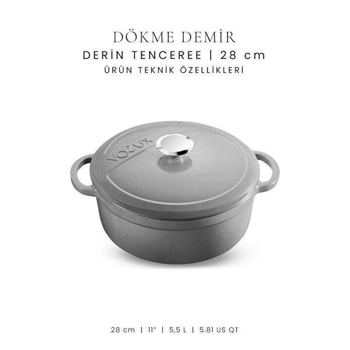 Voeux Kitchenware Gracieuse Gri Derin Döküm Tencere 28 Cm