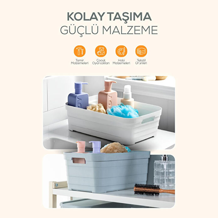 Vienev 4'lü Kapaklı 8,2 Litre Saklama Kutusu Beyaz