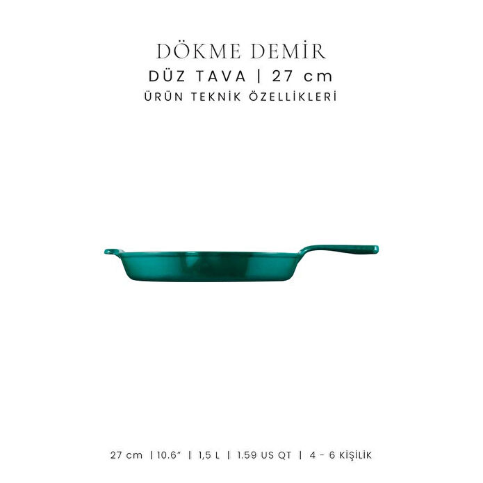 Voeux Kitchenware Profond Turkuaz Döküm Düz Tava 27 Cm