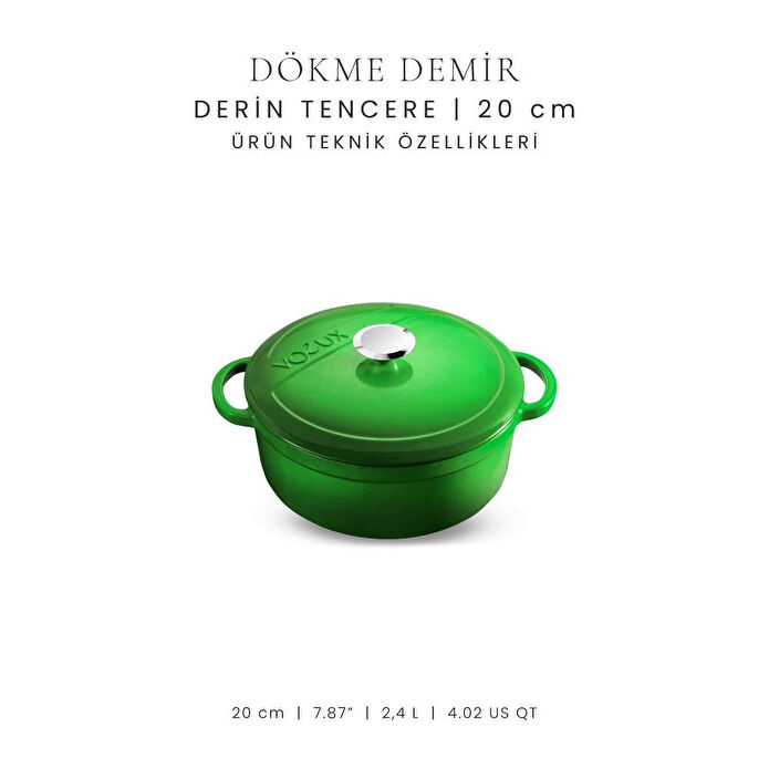 Voeux Kitchenware Forêt Yeşil Derin Döküm Tencere 20 Cm