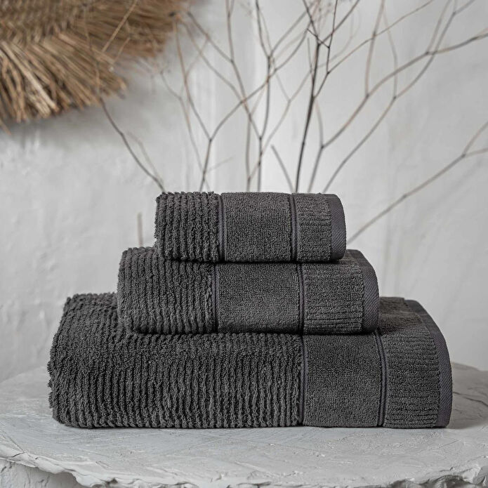 Green Black Eliza 3'lü Havlu Seti Antrasit