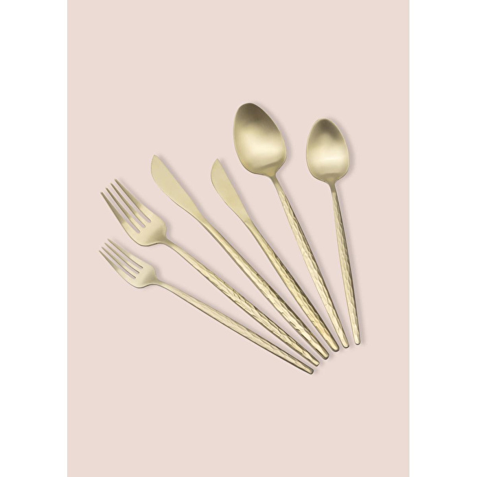 The Mia Shiny Çatal Kaşık Bıçak Takımı Mat Gold 36 Parça