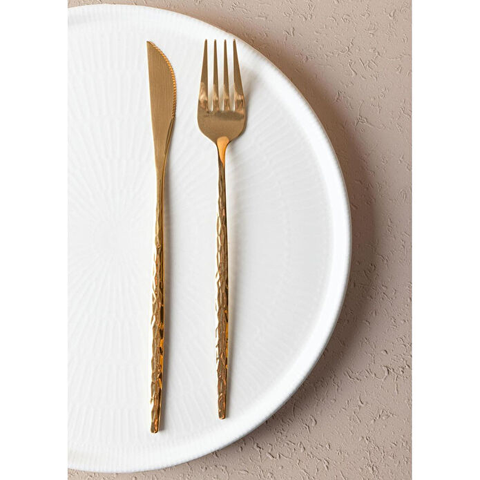 The Mia Shiny Çatal Kaşık Bıçak Takımı Mat Gold 36 Parça