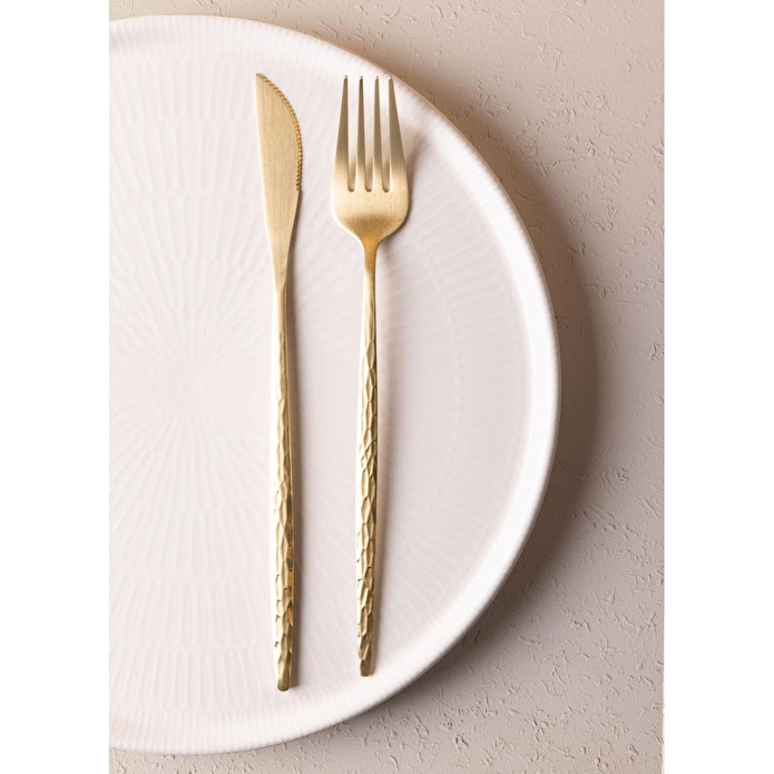 The Mia Shiny Çatal Kaşık Bıçak Takımı Mat Gold 36 Parça