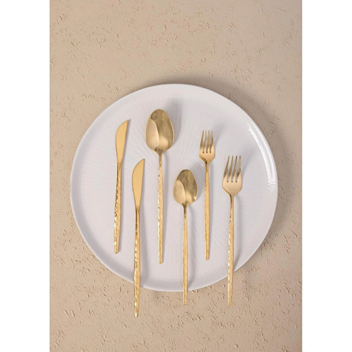 The Mia Shiny Çatal Kaşık Bıçak Takımı Gold 24 Parça