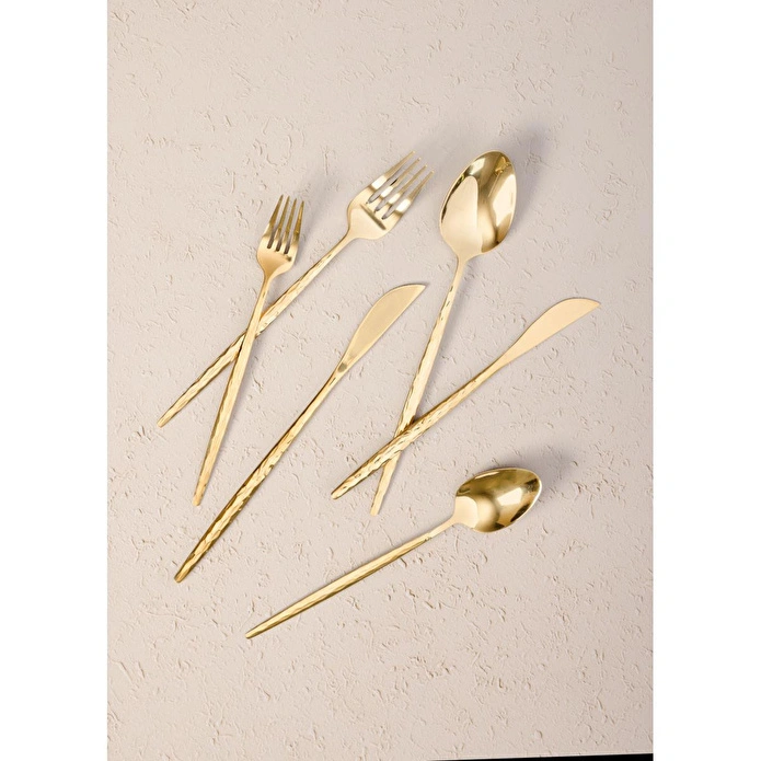 The Mia Shiny Çatal Kaşık Bıçak Takımı Gold 36 Parça