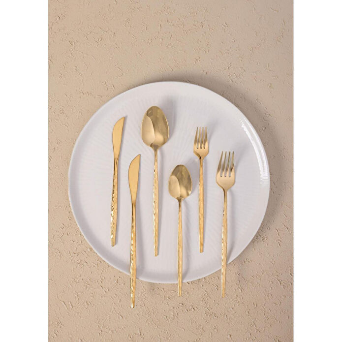 The Mia Shiny Çatal Kaşık Bıçak Takımı Gold 36 Parça