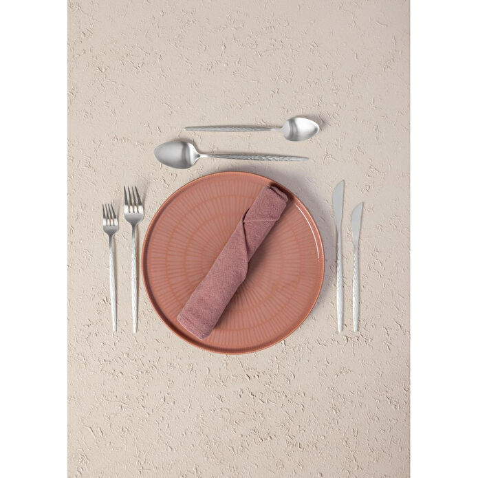 The Mia Shiny Çatal Kaşık Bıçak Takımı Mat Gümüş 24 Parça