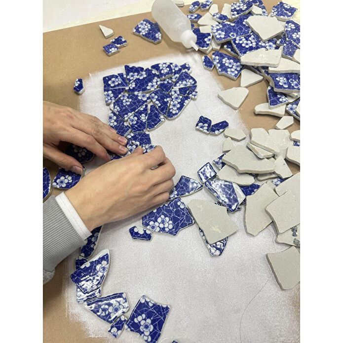 The Mia Bleu Blanc Tablo 64x90x4 Cm Tbl0093